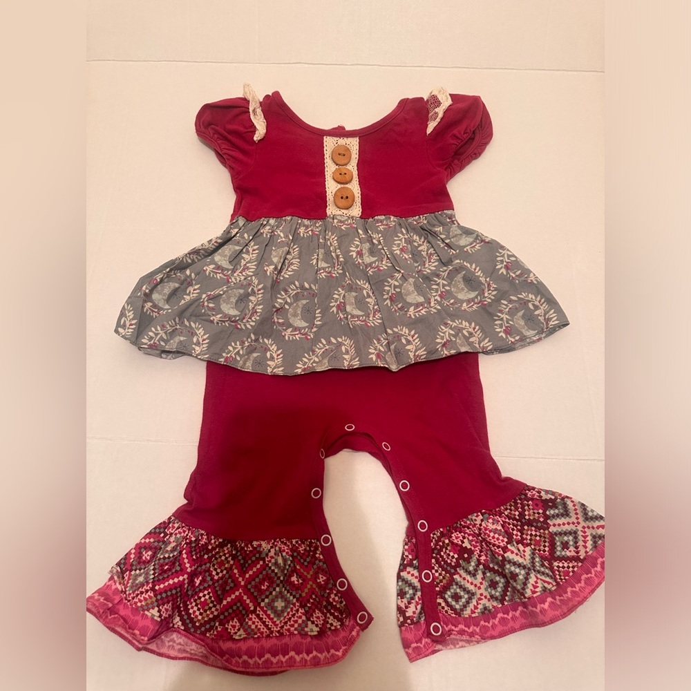 12M Ricrac & Ruffles Skirted Romper